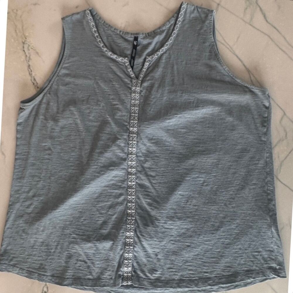 Kuhl Shay Tank in Vista Blue ~ Sleeveless Embroidered Pullover Top Womens XL